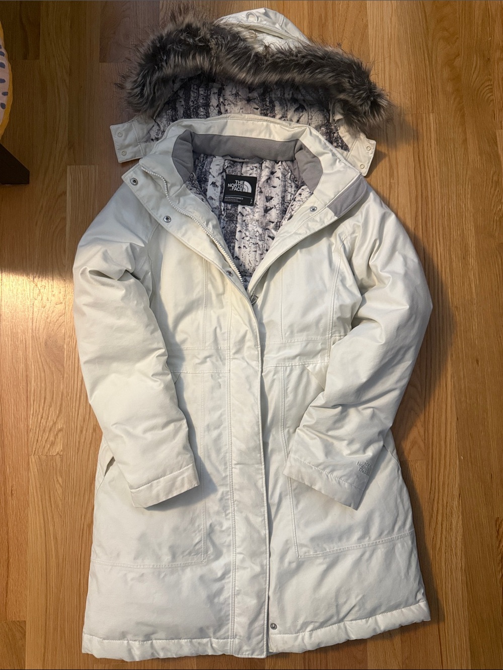 The North Face Women's Ivory Longline Ski Jacket with Faux-Fur Hood